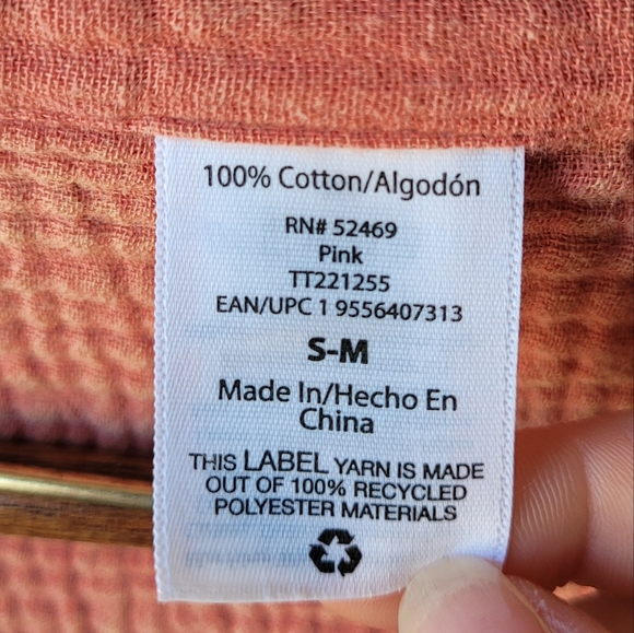 NWOT 100% Cotton Seersucker Oversized Coral Tie Front Kimono Sweater - Picture 11 of 15